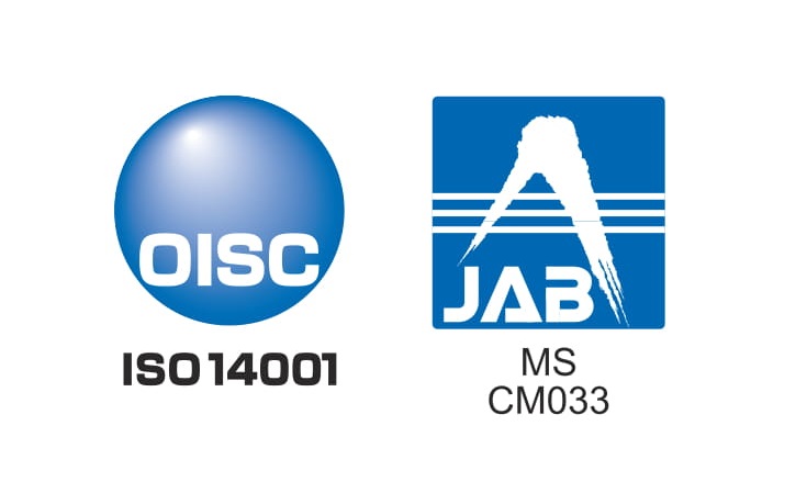 OISC：ISO14001,MS：JAB CM033